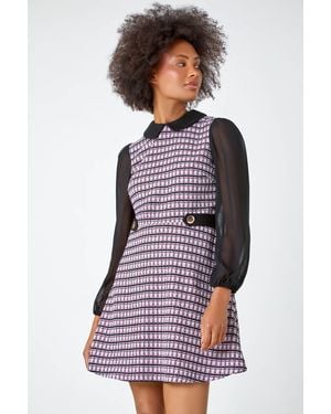 D.u.s.k Collared Boucle Stretch Dress - White