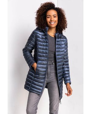 Roman Longline Zip-Through Padded Coat - Blue