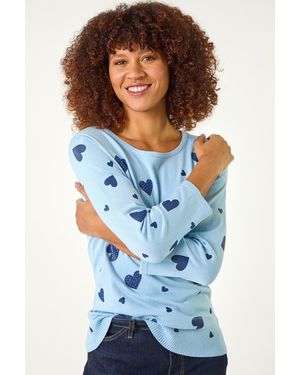 Roman Heart Hotfix Print Jumper - Blue