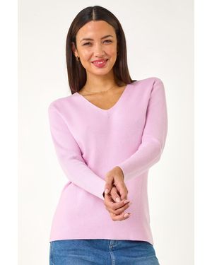 Roman Soft Knit V-Neck Jumper - Pink