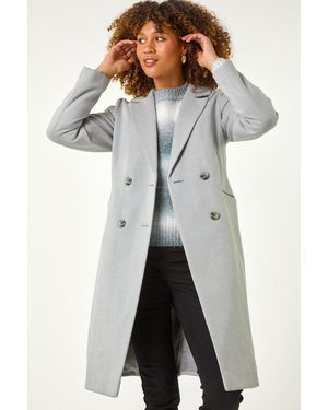 Roman Herringbone Double Breasted Coat - Grey