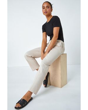 Roman Petite Cotton Ankle Grazer Tapered Trousers - White