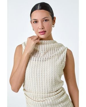 Roman Textured Sleeveless Stretch Top - White