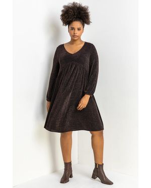 Roman Curve Metallic Sparkle Swing Dress - Multicolour