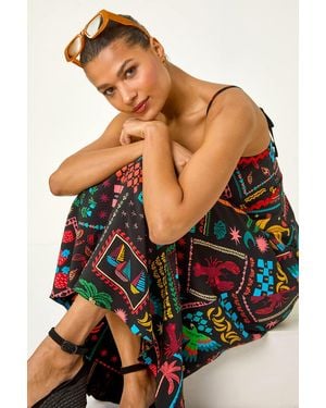 Roman Postcard Ric Rac Midi Dress - Black
