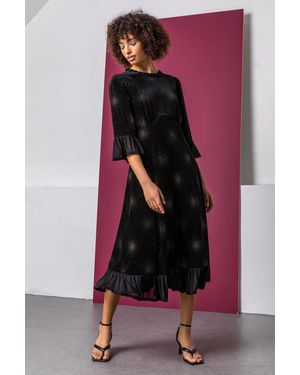 D.u.s.k Velvet Sparkle Frill Detail Dress - Black