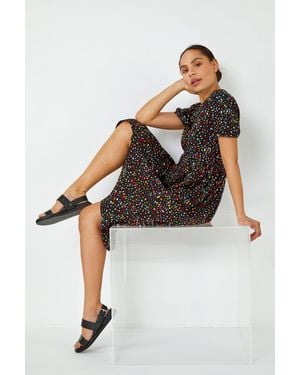 D.u.s.k Ditsy Spot Print Button Down Dress - Black