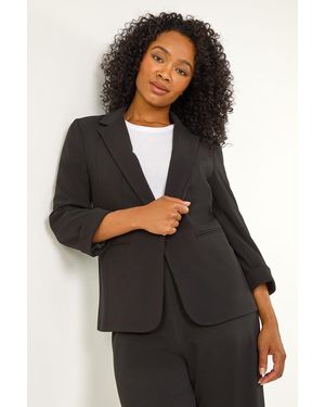 Roman Petite Revere Collar Stretch Blazer - Black