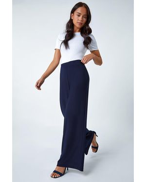 Roman Petite Wide Leg Stretch Trouser - Blue