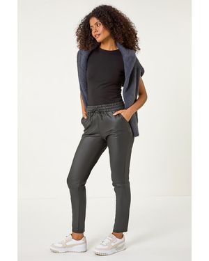 D.u.s.k Leather Look Stretch Trouser - Black