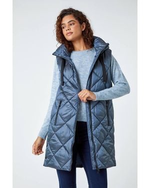 Roman Diamond Quilted Padded Gilet - Blue