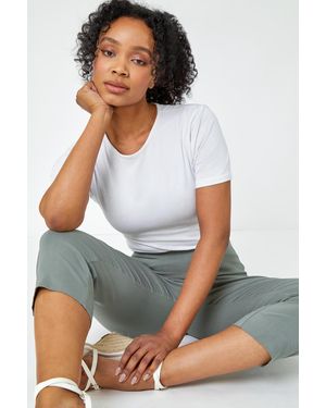 Roman Petite Cropped Stretch Trouser - White