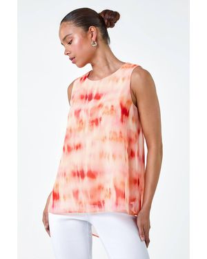 Roman Petite Sleeveless Tie Dye Print Top - Pink