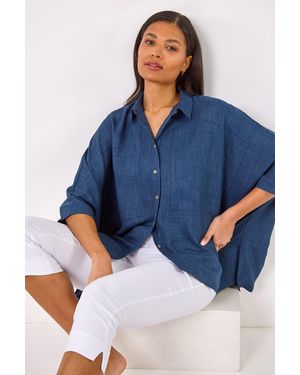Roman Boxy Relaxed Blouse - Blue