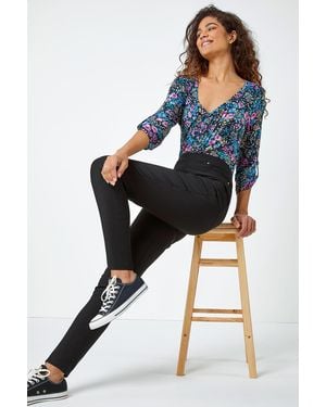 Roman Elastic Waist Stretch Jean Trouser - Black