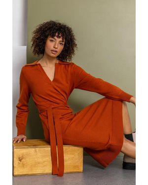D.u.s.k Collared Belt Detail Knitted Dress - Multicolour