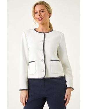 Roman Petite Button & Pocket Jacket - White