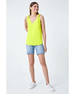 Roman Tie Detail Strap V-Neck Cami Top - Yellow