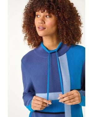 Roman Colour Block Roll Neck Knit - Blue
