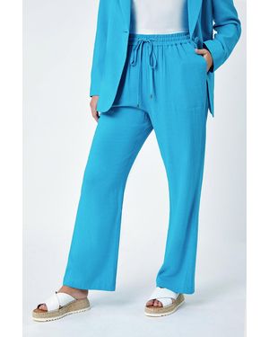 Roman Petite Wide Leg Linen Trouser - Blue