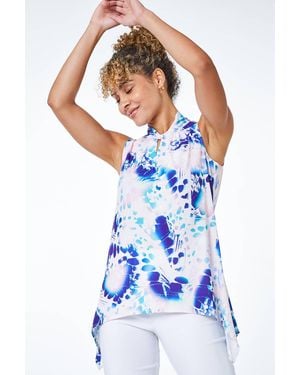 Roman Petite Geo Print Twist Neck Top - Pink