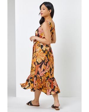 Roman Petite Floral Print Tiered Dress - Multicolour