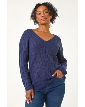 Roman Petite V-Neck Knit Jumper - Blue