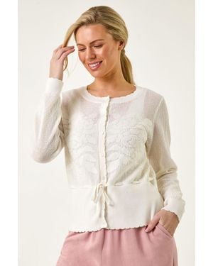 Roman Petite Floral Button Up Cardigan - White