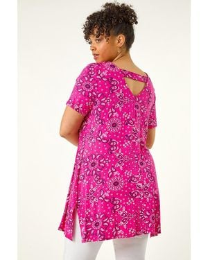 Roman Curve Paisley Print Bar Back Top - Pink