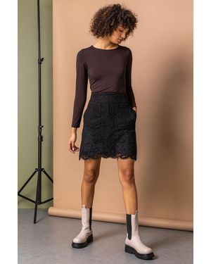 D.u.s.k Lace Overlay Pocket Detail Skirt - Black