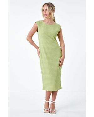 Roman Petite Textured Crochet Midi Dress - Green