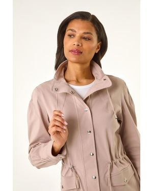 Roman Buttoned Stretch Safari Jacket - Pink