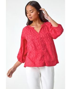 Roman Petite Textured Cotton Blouse