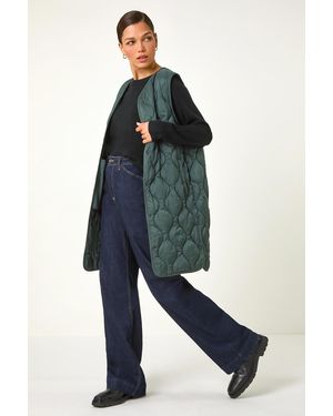 Roman Quilted Collarless Button Detail Gilet - Blue