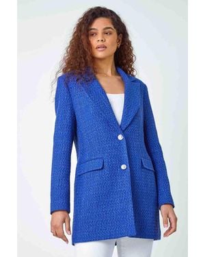 Roman Longline Boucle Textured Jacket - Blue