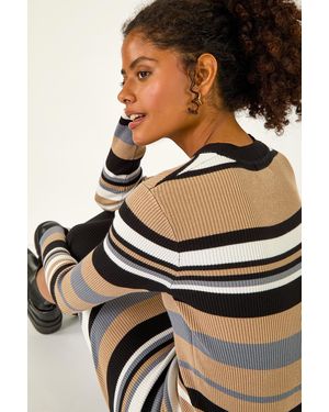 D.u.s.k Striped Knit Bodycon Midi Dress - Black
