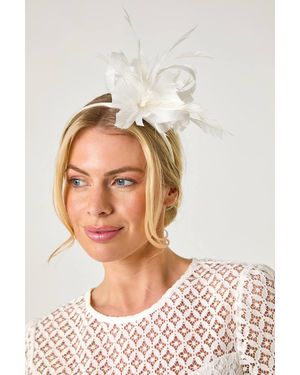 Roman Fascinator Clip Headband - White