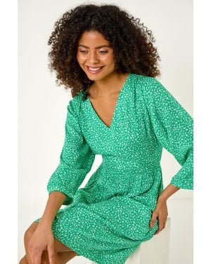 D.u.s.k Ditsy Floral Print V-Neck Dress - Green