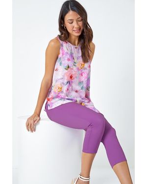 Roman Elastic Waist Cotton Denim Cropped Jegging - Purple