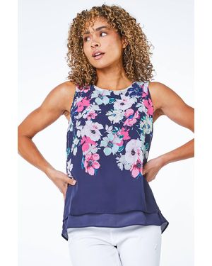 Roman Petite Floral Layered Vest Top - Blue