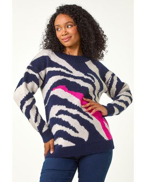 Roman Petite Petite Abstract Knit Jumper - Blue