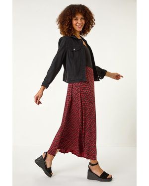 Roman Tear Drop Panel Maxi Skirt - Red