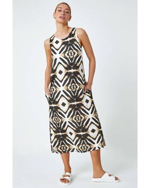 D.u.s.k Sleeveless Tie Dye Midi Stretch Dress - Metallic
