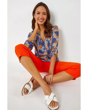 Roman Cropped Stretch Trouser - Orange