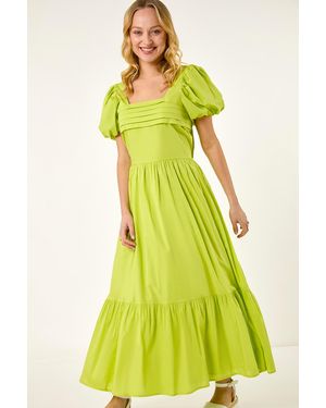 D.u.s.k Pleated Puff Midi Dress - Yellow