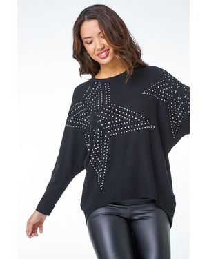 Roman Embellished Star Batwing Jumper - Blue