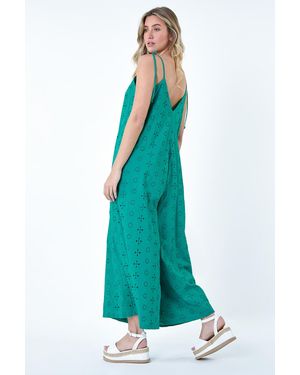 D.u.s.k Cotton Broderie Pocket Wide Leg Jumpsuit - Blue