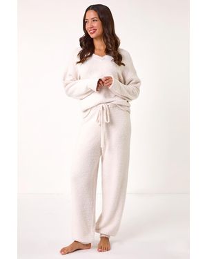 Roman V-Neck Knit Lounge Set - Natural