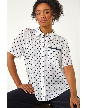 Roman Petite Spot Print Buttoned Shirt - White