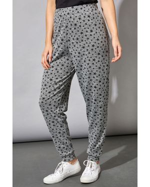 Roman Star Print Lounge Joggers - Grey